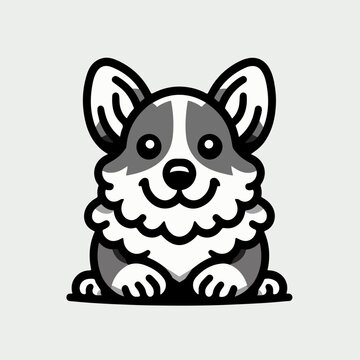 Cute corgi puppy cartoon icon, vector illustration logo tattoo sticker.
