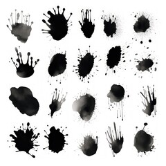 Black ink spots on a white background