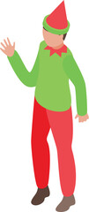 Elfin magical creature icon isometric vector. Yuletide Santa elf helper. Cheerful merry Christmas dwarf