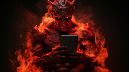 3D illustration of Phoneix human satan devil Fire .. - obrazy, fototapety, plakaty