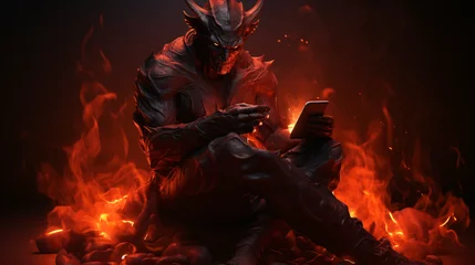 Fotobehang 3D illustration of Phoneix human satan devil Fire .. © Anaya