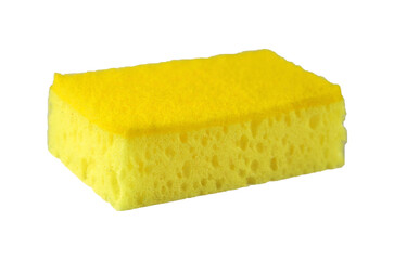 Yellow washing sponge for dishes png isolated, side view