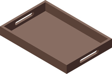 Wooden meal tray icon isometric vector. Serving food ware. Breakfast holder platter