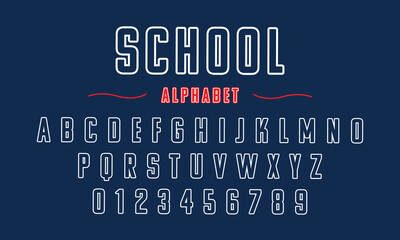 Editable typeface vector. School sport font in american style for football, baseball or basketball logos and t-shirt.	