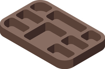 Mealtime tray icon isometric vector. Divided serving platter. Culinary restaurant dish holder