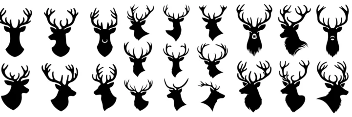 Foto auf Acrylglas Collection of deer heads in silhouette style © Sabiqul Fahmi