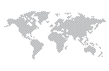 World map - silhouette of the continents on planet Earth with polka dot pattern, vector illustration on white