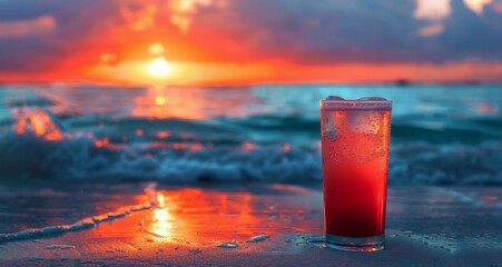 Glass of Liquid on Beach