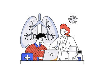 Medical characters fighting the epidemic flat vector concept operation hand drawn illustration
