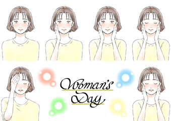 やわらかい水彩タッチの女性イラスト1