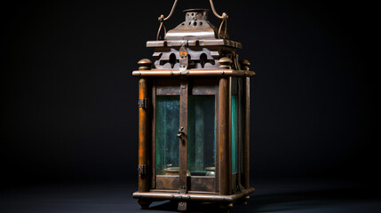 Fototapeta na wymiar Antique Lantern Vintage Metal Lantern with Glass Panel