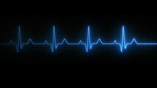 Heartbeat lines animation background .Health- medicine and human heart concepts. Electrocardiogram. Loop able.  Blue