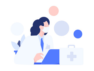 Medical characters fighting the epidemic flat vector concept operation hand drawn illustration
