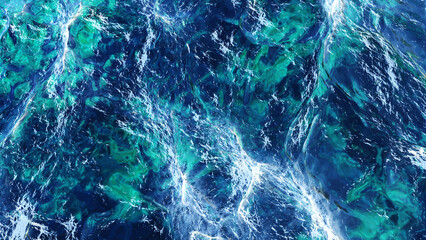 Water waves pattern texture, rough sea waves 3d illustration.