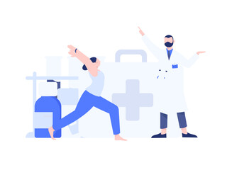 Medical characters fighting the epidemic flat vector concept operation hand drawn illustration
