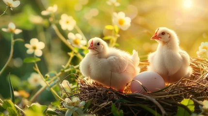 Rolgordijnen chicken and eggs in the nest © Jeanette