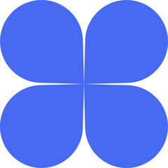 A blue four-leafed flower with a white background