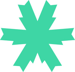 A green snowflake with a white background