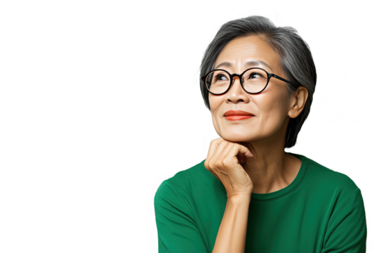 Close up of a thoughtful chinese old woman