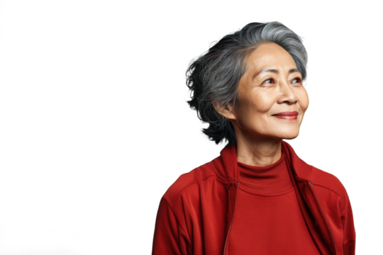 Close up of a thoughtful chinese old woman