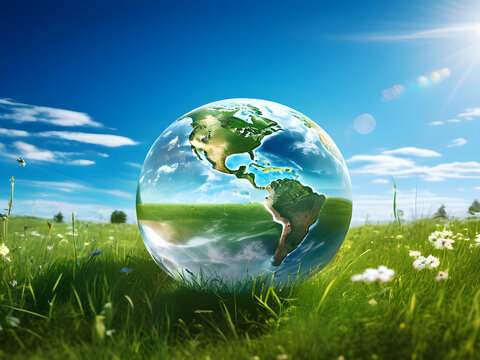 earth globe on grass