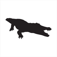 crocodile silhouette set collection isolated black on white background vector illustration
