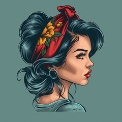 Naklejka premium Anime Pin-Up Girl Illustration
