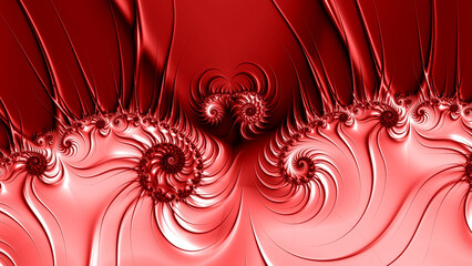 shades of red scarlet and pink with dark spiral fantasy design