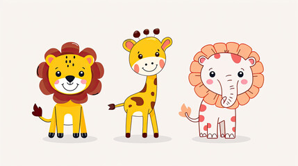 illustration of animals for nursery room wallpapers and learning in pre schools