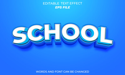 school text effect, font editable, typography, 3d text. vector template