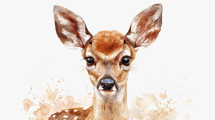 a cute deer portrait or poster for baby nursery room or wallpapers or cards, jungle theme, forest theme parties