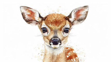 a cute deer portrait or poster for baby nursery room or wallpapers or cards, jungle theme, forest theme parties