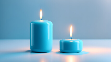 3D Blue Candle with Fire Mockup for Exciting Escapes and Relaxing Poster Designs