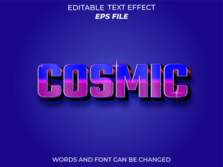 cosmic text effect, font editable, typography, 3d text. vector template