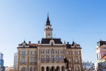 Monumental building of the City hall of Novi Sad, Serbia. - obrazy, fototapety, plakaty