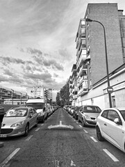 Several cars on the street.