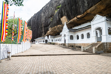 views of dambulla cave entrance, sri lanka