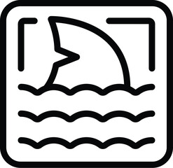 Sharks zone icon outline vector. Dangerous predator area. Aquatic animal hazard
