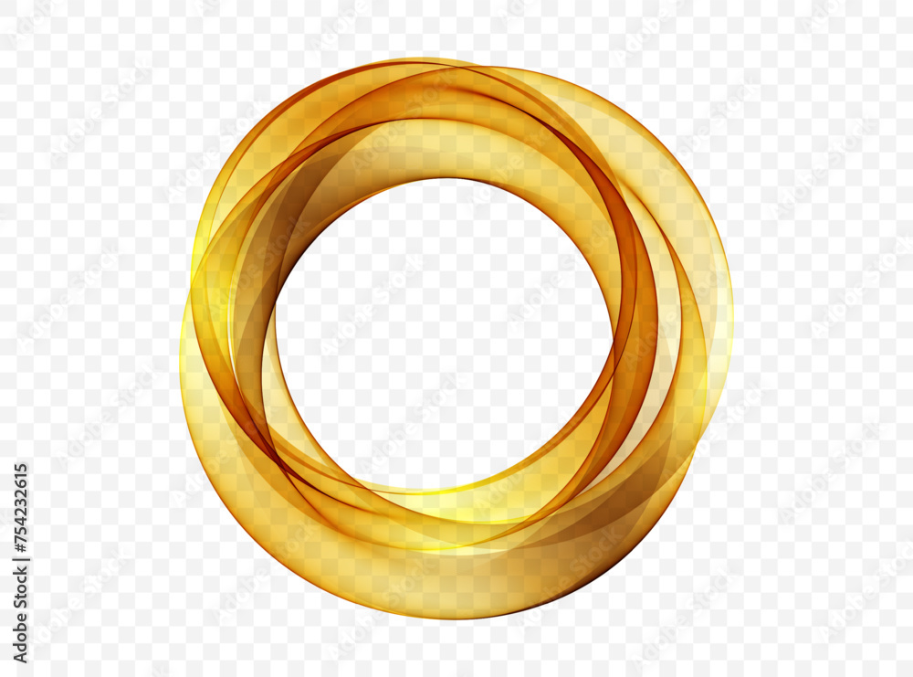 Poster abstract shiny golden wave design element in circle shape. frame wavy transparent.