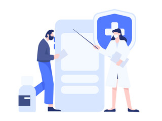 Medical characters fighting the epidemic flat vector concept operation hand drawn illustration
