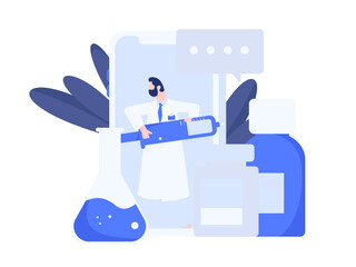 Medical characters fighting the epidemic flat vector concept operation hand drawn illustration
