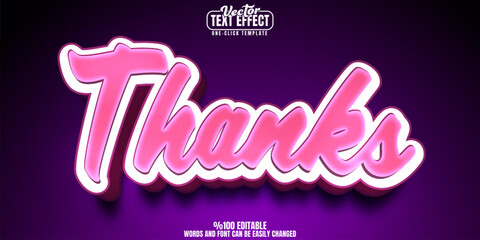 Thanks editable text effect, customizable poster and creative 3D font style