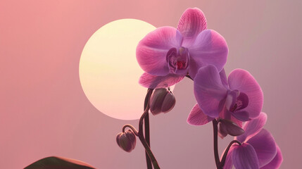 Fototapeta na wymiar orchid flower on pink