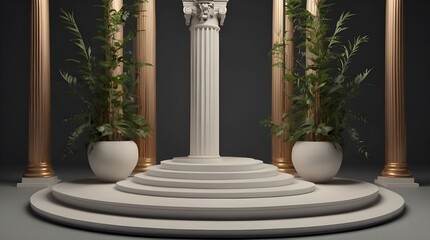 Extravagant Column of ancient Room era, Roman design architecture of Greeks, decoration of the roman catholic era coulmn