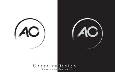 AO letter logo design template vector