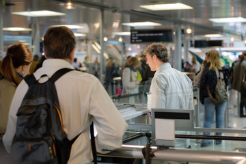 Airport security. Generative AI - obrazy, fototapety, plakaty