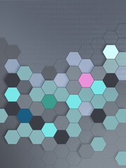 abstract background with hexagons creating different dimensions and colors
