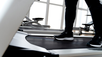 athlete on a treadmill running in