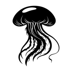 Jellyfish silhouette. Isolated jellyfish 