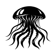 Jellyfish silhouette. Isolated jellyfish 
